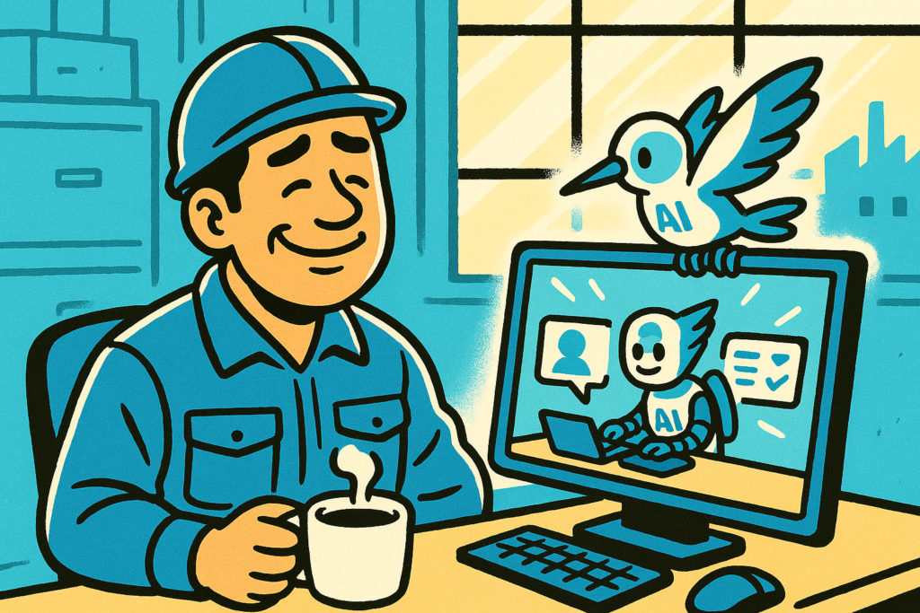 社長は本業に集中し、AIが採用業務を代行するイメージ