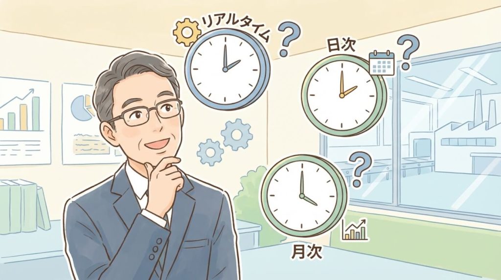 リアルタイム？日次？月次？